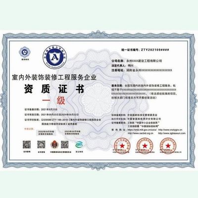 室內外裝飾裝修工程企業服務資質證書一級資訊與辦理指南